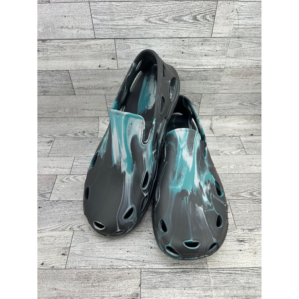 Huk Brewster Marble Shoes Men Sz 12 Black Teal Slip On Water Fishing Boating EVA